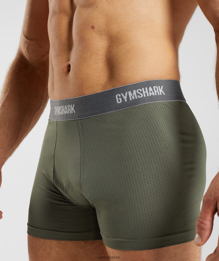 Gymsharkbóxers de tecnología deportiva paquete de 2 hombres negro/oliva central PFTJ2N1045 ropa