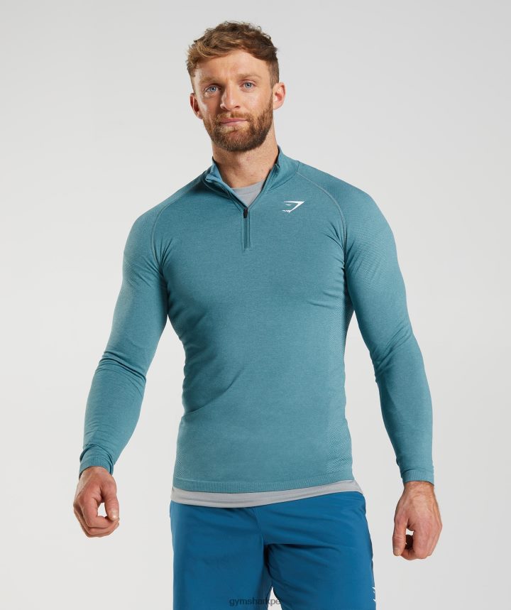 Gymsharkcremallera 1/4 vital hombres azul trueno/azul iceberg PFTJ2N857 ropa