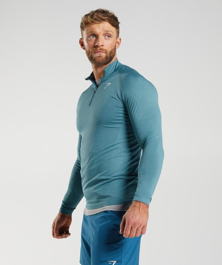 Gymsharkcremallera 1/4 vital hombres azul trueno/azul iceberg PFTJ2N857 ropa