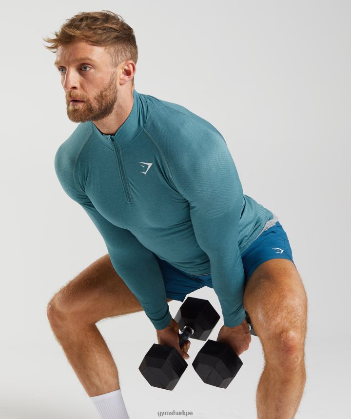 Gymsharkcremallera 1/4 vital hombres azul trueno/azul iceberg PFTJ2N857 ropa