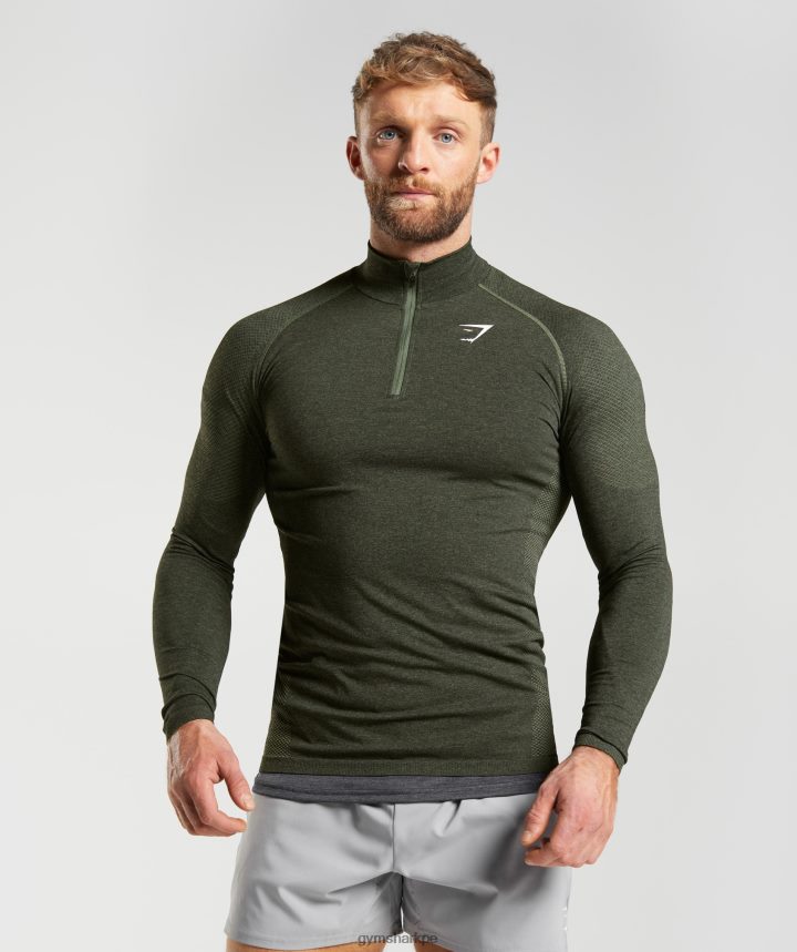 Gymsharkcremallera 1/4 vital hombres núcleo oliva/negro PFTJ2N811 ropa