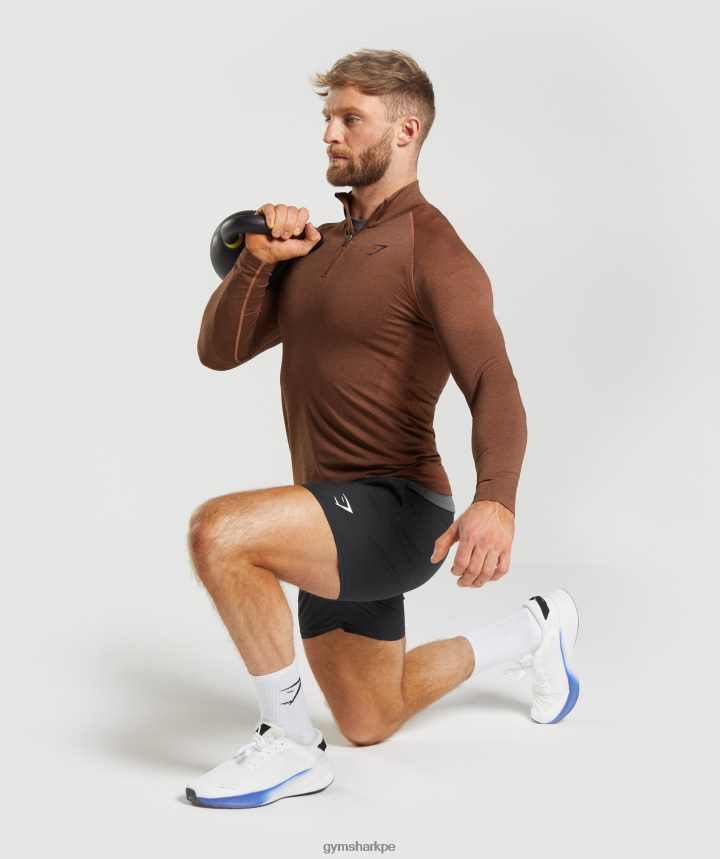 Gymsharkcremallera 1/4 vital hombres rojo caqui/marrón trufa PFTJ2N826 ropa