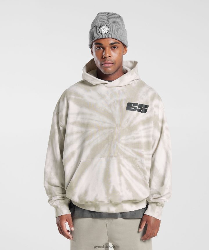 Gymsharkdía de descanso sudadera con capucha hombres blanco/marrón champiñón/lavado óptico espiral PFTJ2N802 ropa