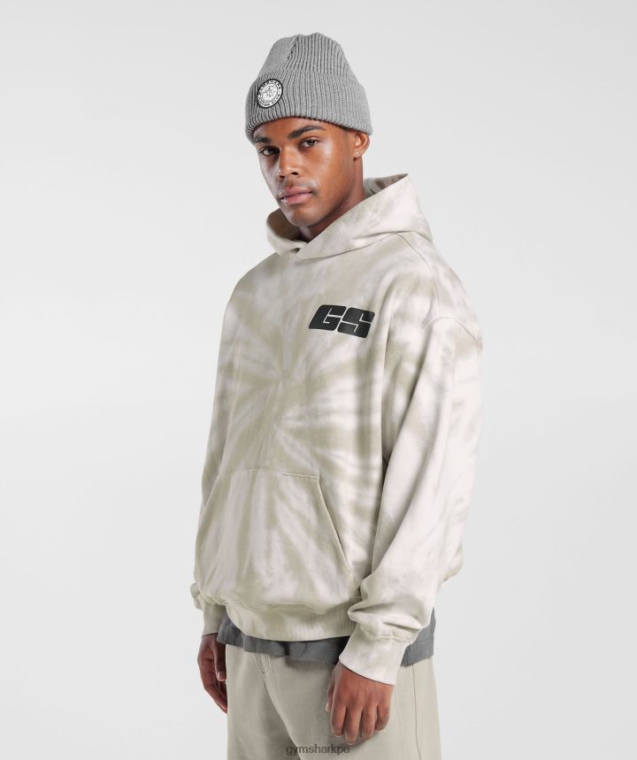 Gymsharkdía de descanso sudadera con capucha hombres blanco/marrón champiñón/lavado óptico espiral PFTJ2N802 ropa