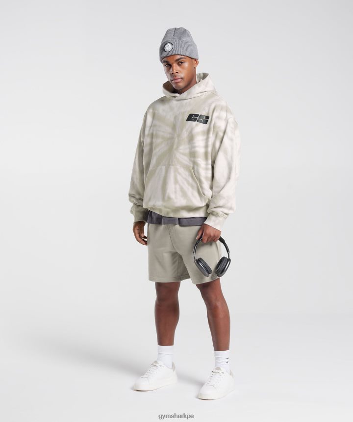 Gymsharkdía de descanso sudadera con capucha hombres blanco/marrón champiñón/lavado óptico espiral PFTJ2N802 ropa