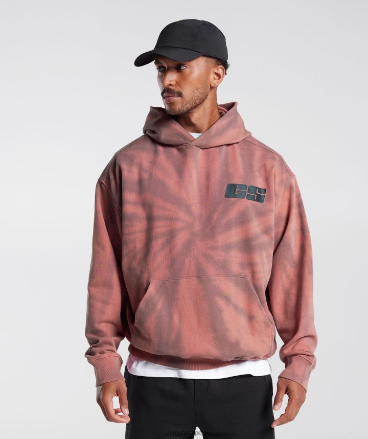 Gymsharkdía de descanso sudadera con capucha hombres rosa terracota/granate empolvado/lavado óptico en espiral PFTJ2N798 ropa