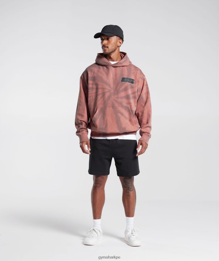 Gymsharkdía de descanso sudadera con capucha hombres rosa terracota/granate empolvado/lavado óptico en espiral PFTJ2N798 ropa