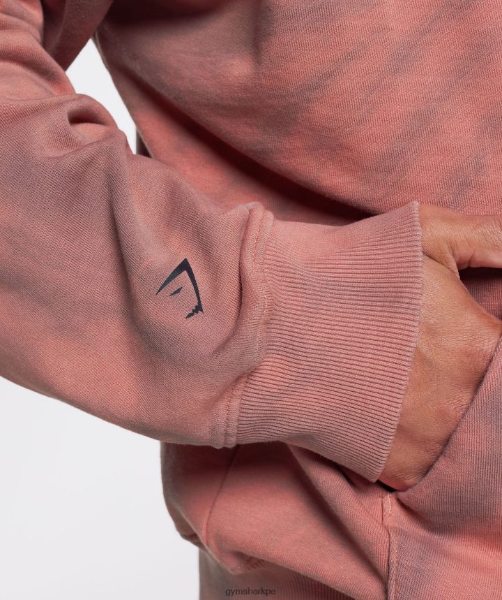 Gymsharkdía de descanso sudadera con capucha hombres rosa terracota/granate empolvado/lavado óptico en espiral PFTJ2N798 ropa