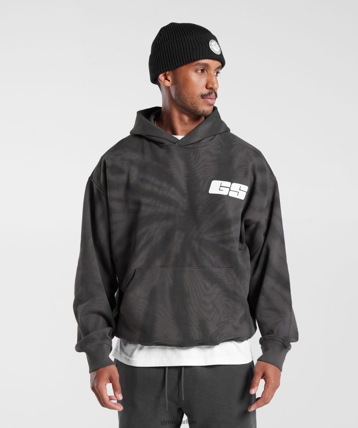 Gymsharkdía de descanso sudadera con capucha hombres silueta gris/negro/lavado óptico espiral PFTJ2N803 ropa