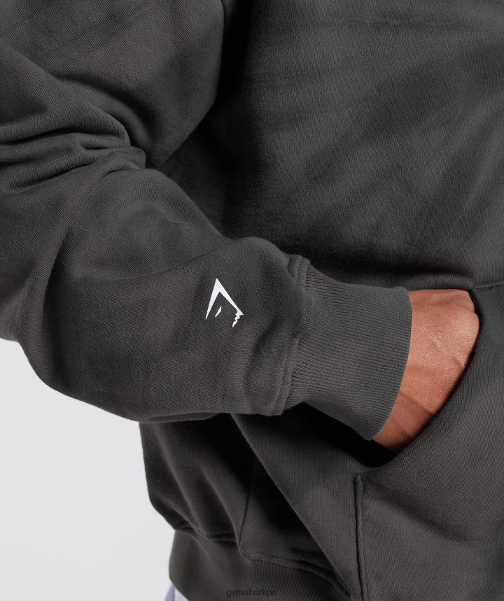 Gymsharkdía de descanso sudadera con capucha hombres silueta gris/negro/lavado óptico espiral PFTJ2N803 ropa