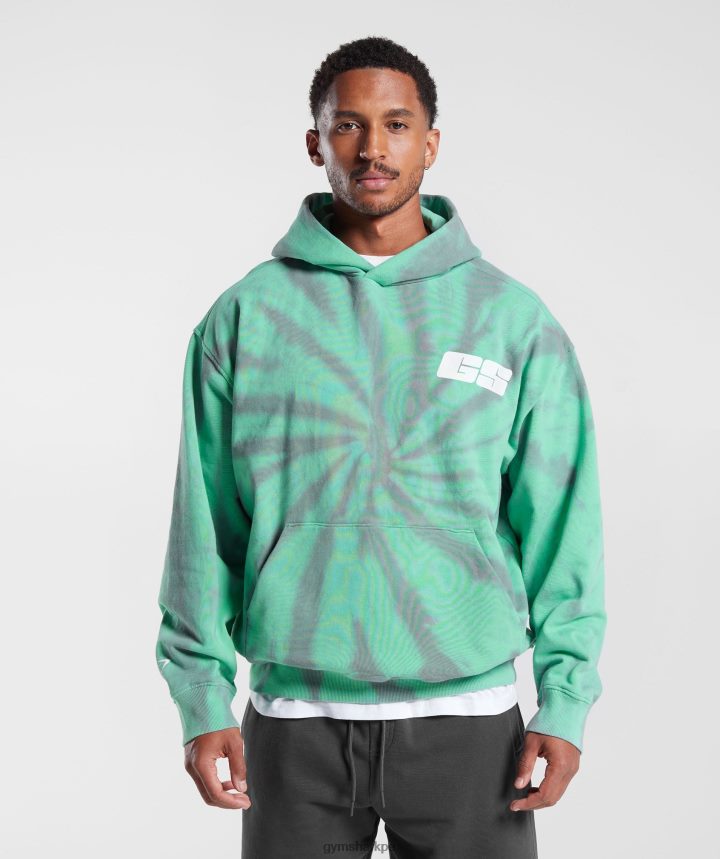 Gymsharkdía de descanso sudadera con capucha hombres verde oxidado/gris silueta/lavado óptico espiral PFTJ2N799 ropa