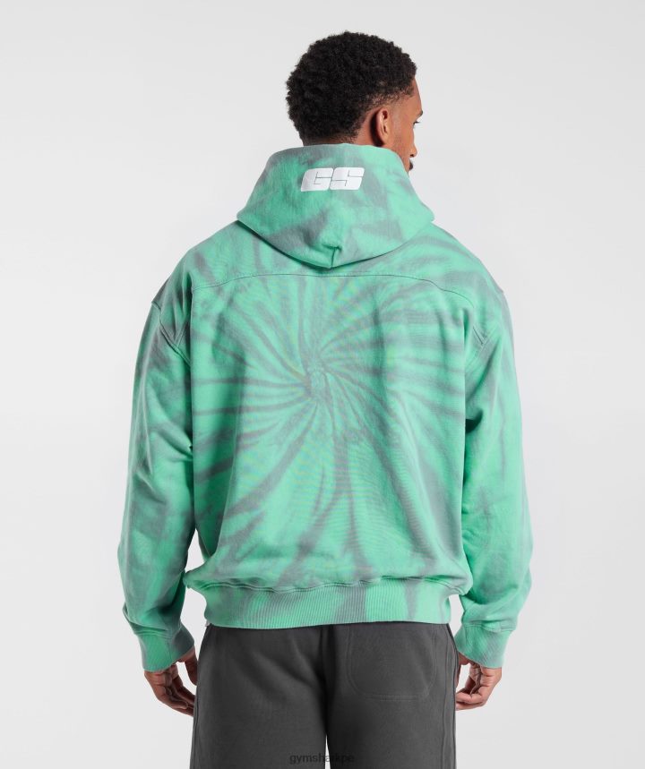 Gymsharkdía de descanso sudadera con capucha hombres verde oxidado/gris silueta/lavado óptico espiral PFTJ2N799 ropa