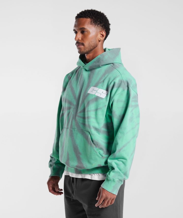 Gymsharkdía de descanso sudadera con capucha hombres verde oxidado/gris silueta/lavado óptico espiral PFTJ2N799 ropa