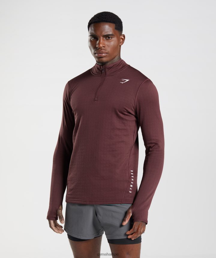Gymsharkdeporte 1/4 zip hombres granate al horno PFTJ2N822 ropa