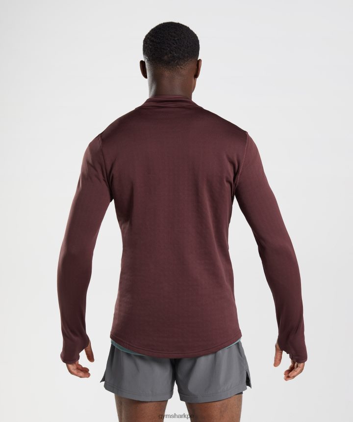 Gymsharkdeporte 1/4 zip hombres granate al horno PFTJ2N822 ropa