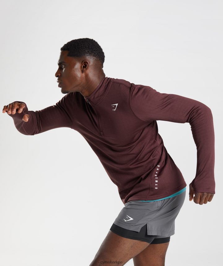 Gymsharkdeporte 1/4 zip hombres granate al horno PFTJ2N822 ropa