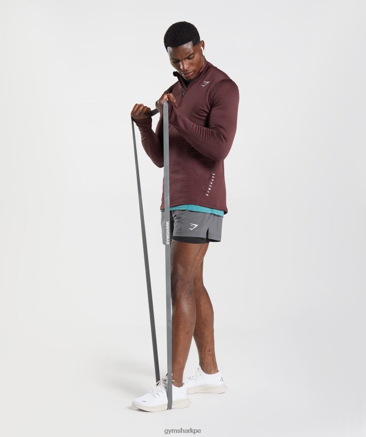 Gymsharkdeporte 1/4 zip hombres granate al horno PFTJ2N822 ropa