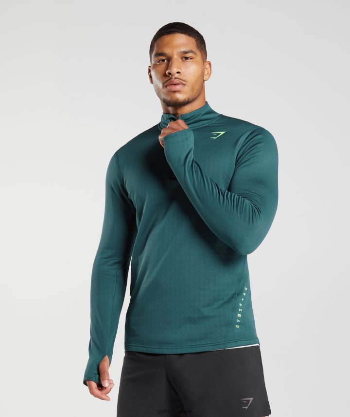 Gymsharkdeporte 1/4 zip hombres verde azulado de invierno PFTJ2N815 ropa