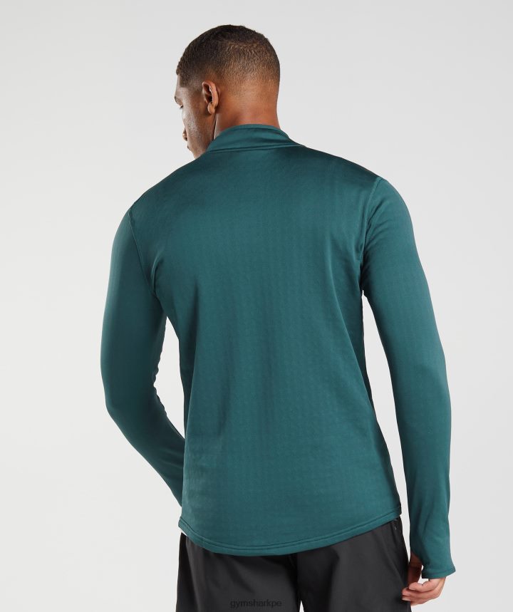 Gymsharkdeporte 1/4 zip hombres verde azulado de invierno PFTJ2N815 ropa