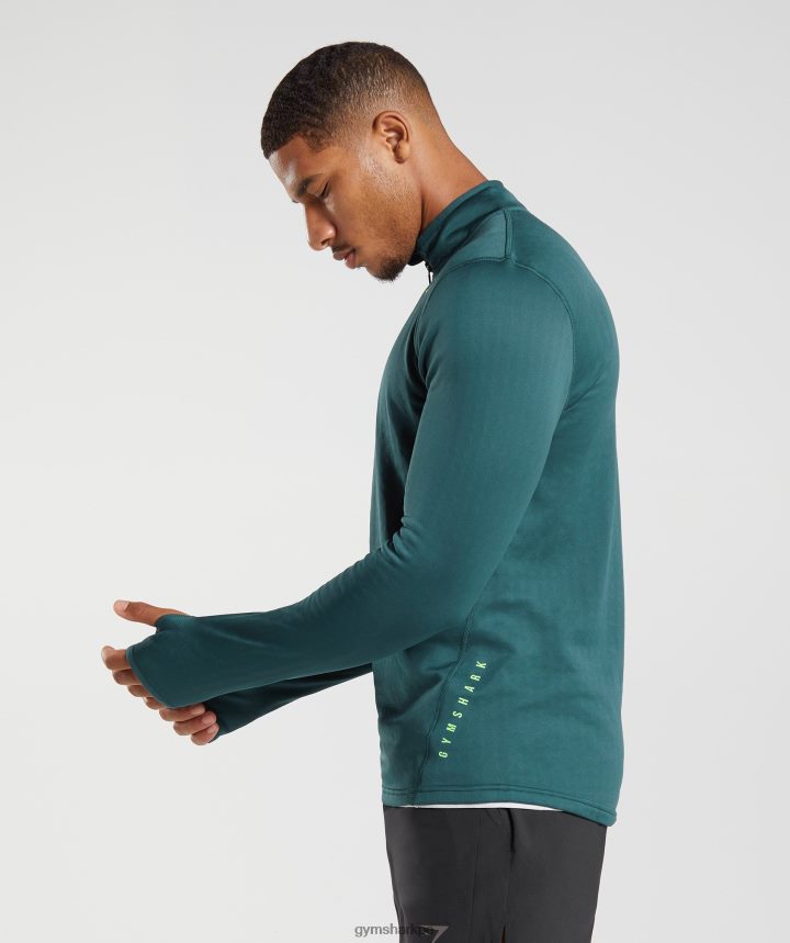 Gymsharkdeporte 1/4 zip hombres verde azulado de invierno PFTJ2N815 ropa