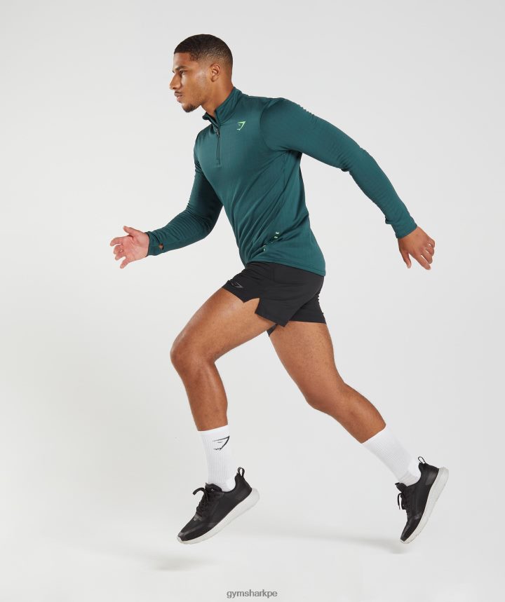 Gymsharkdeporte 1/4 zip hombres verde azulado de invierno PFTJ2N815 ropa
