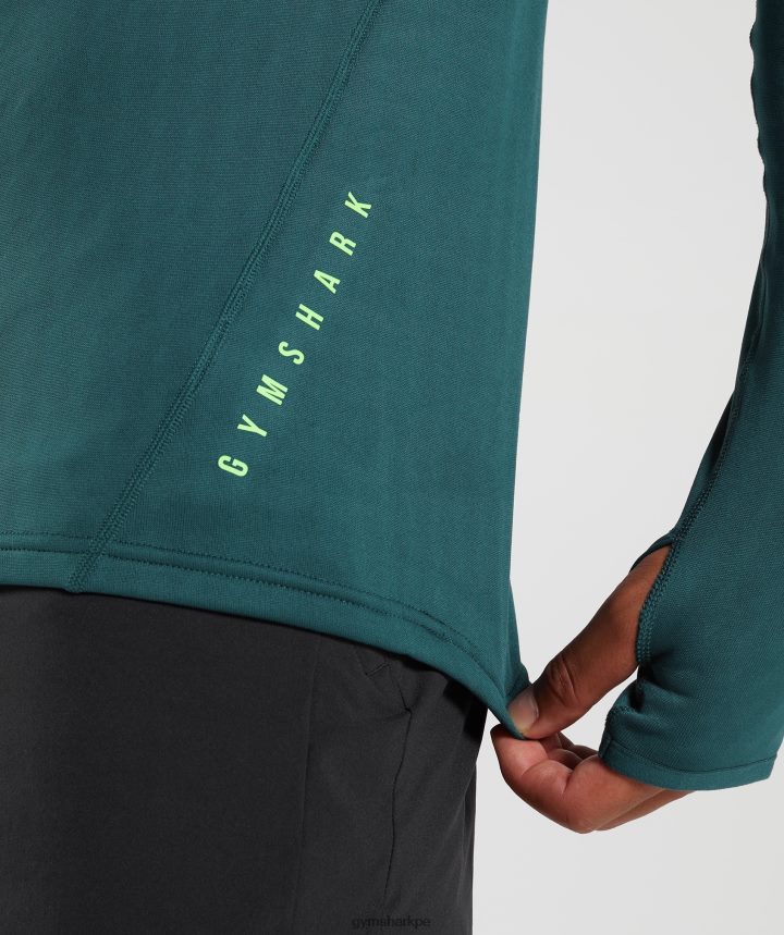 Gymsharkdeporte 1/4 zip hombres verde azulado de invierno PFTJ2N815 ropa