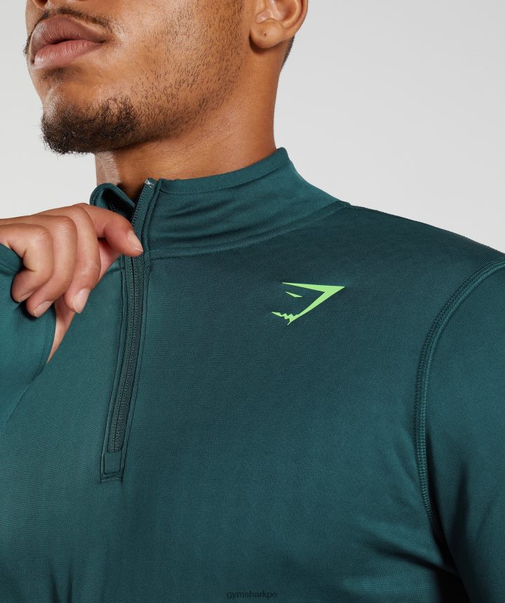 Gymsharkdeporte 1/4 zip hombres verde azulado de invierno PFTJ2N815 ropa