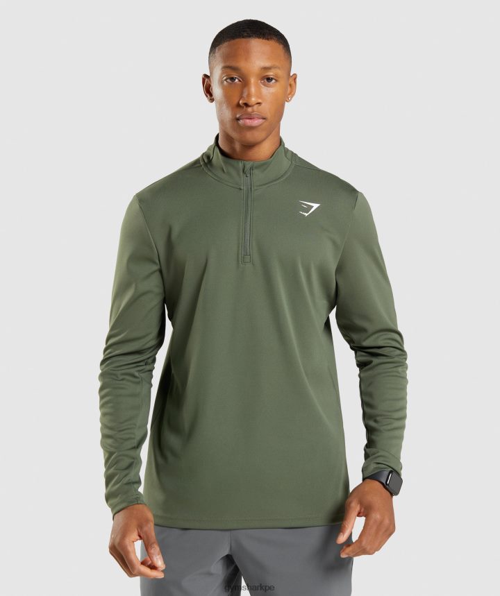 Gymsharkjersey con cremallera de 1/4 de llegada hombres núcleo de oliva PFTJ2N871 ropa