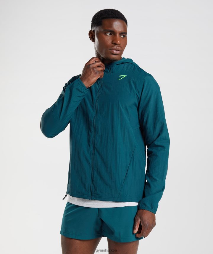 Gymsharkrompevientos deportivo hombres verde azulado de invierno PFTJ2N816 ropa