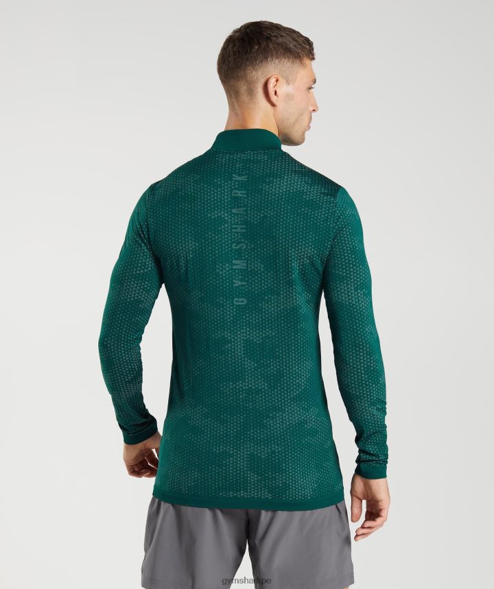 Gymsharksport sin costuras 1/4 zip hombres verde bosque/verde hoya PFTJ2N807 ropa