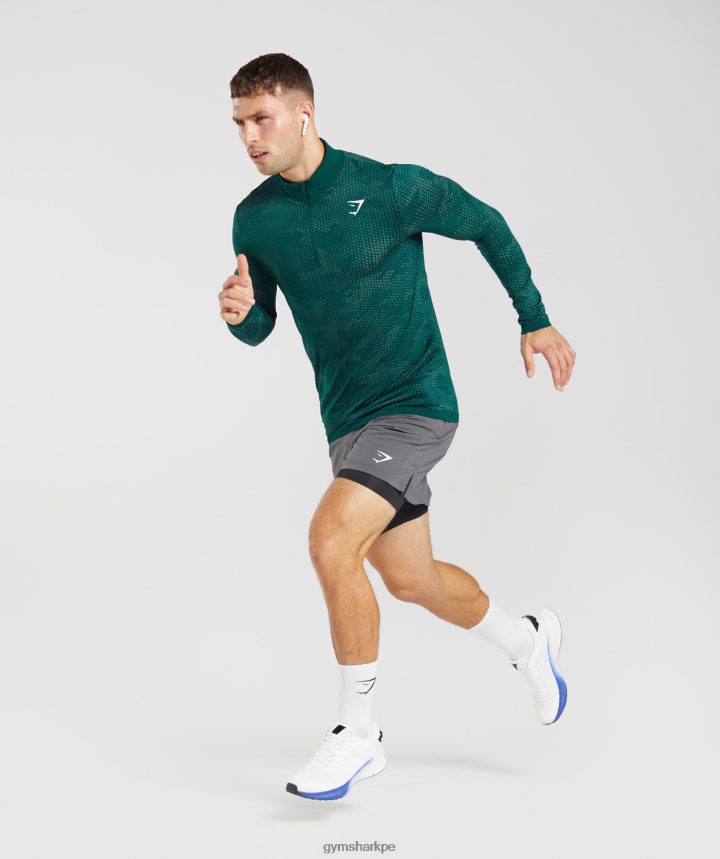 Gymsharksport sin costuras 1/4 zip hombres verde bosque/verde hoya PFTJ2N807 ropa