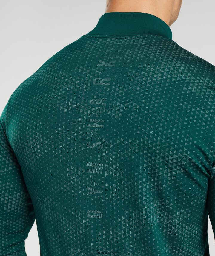 Gymsharksport sin costuras 1/4 zip hombres verde bosque/verde hoya PFTJ2N807 ropa