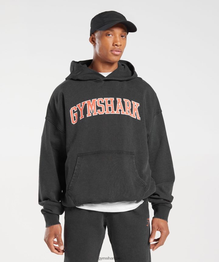 Gymsharksudadera colegial hombres negro/lavado ácido PFTJ2N877 ropa
