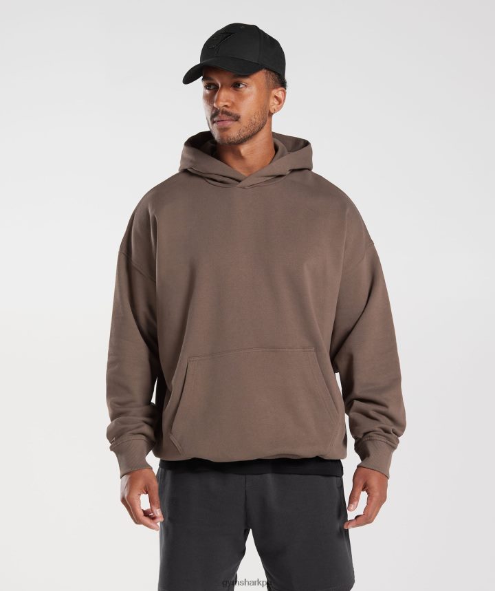Gymsharksudadera con capucha básica para el día de descanso hombres marrón trufa PFTJ2N876 ropa