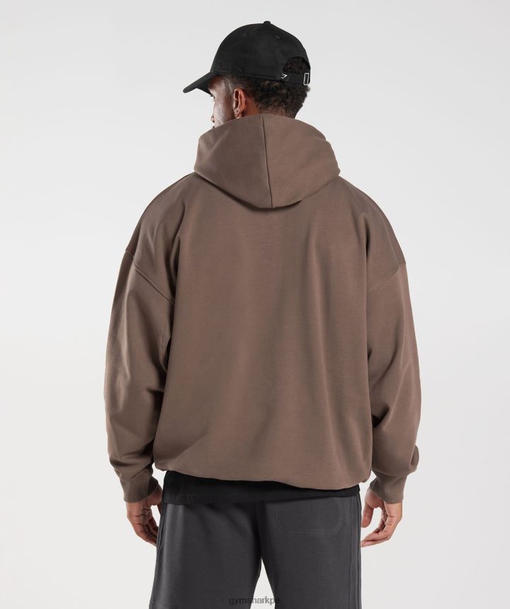 Gymsharksudadera con capucha básica para el día de descanso hombres marrón trufa PFTJ2N876 ropa