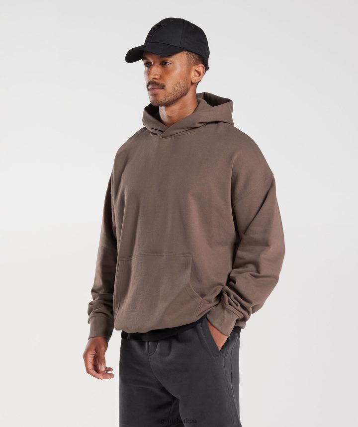 Gymsharksudadera con capucha básica para el día de descanso hombres marrón trufa PFTJ2N876 ropa
