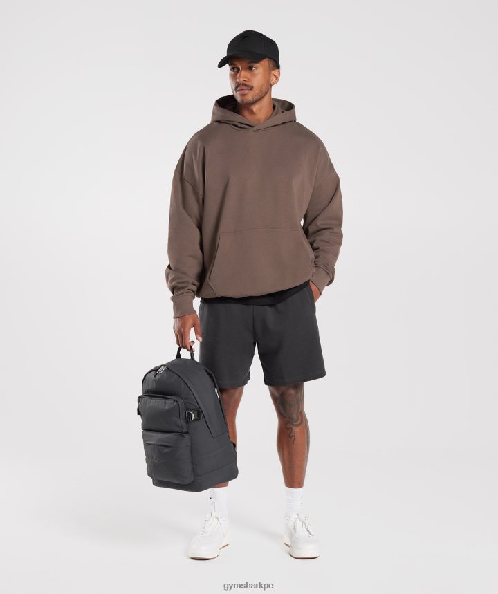 Gymsharksudadera con capucha básica para el día de descanso hombres marrón trufa PFTJ2N876 ropa