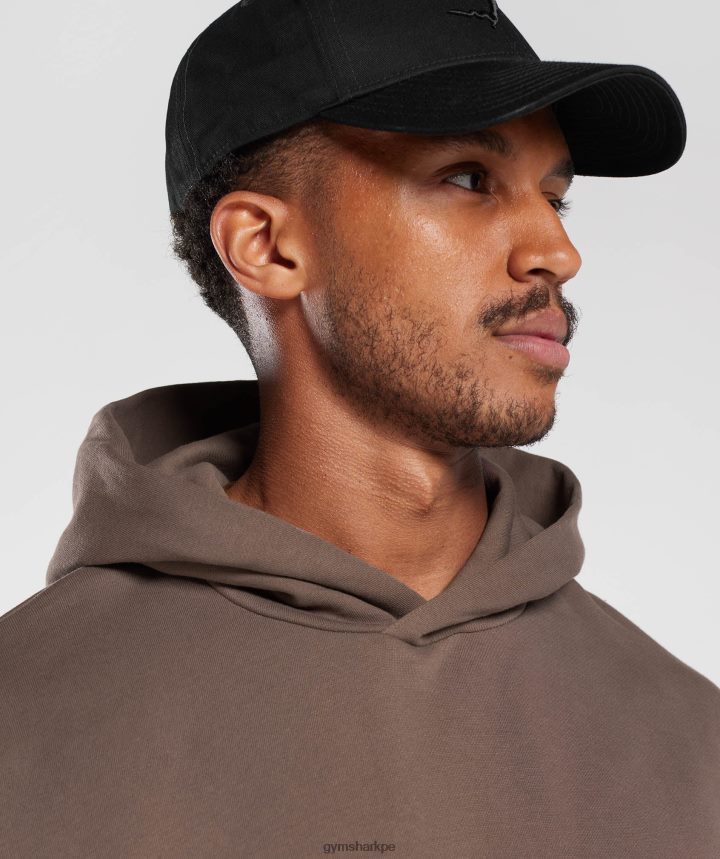 Gymsharksudadera con capucha básica para el día de descanso hombres marrón trufa PFTJ2N876 ropa