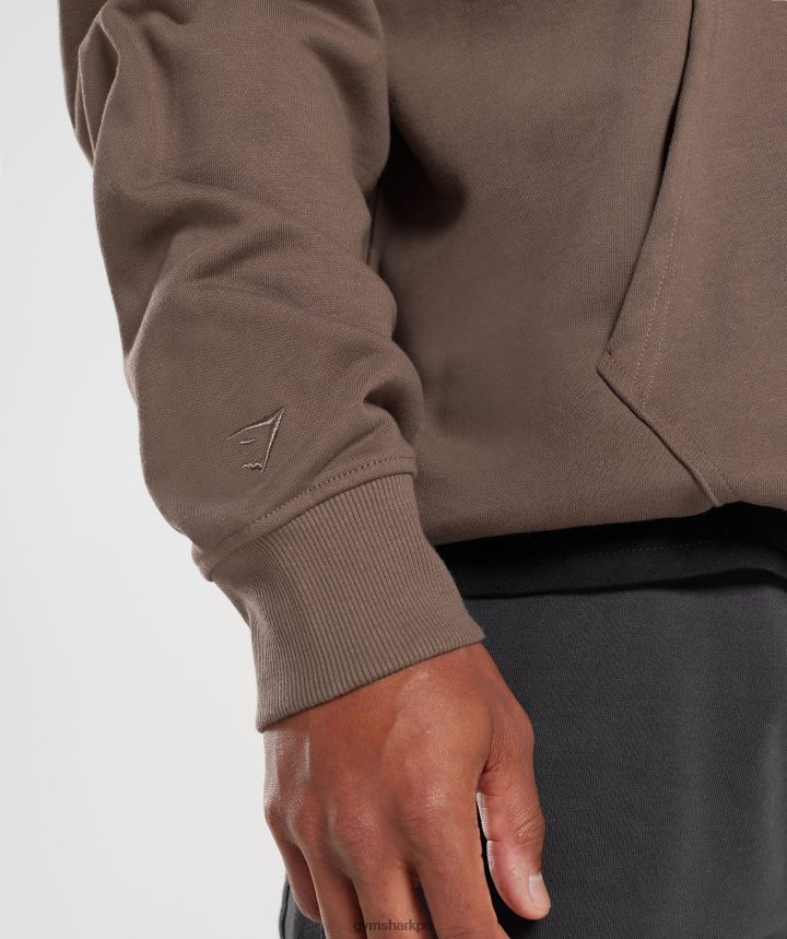 Gymsharksudadera con capucha básica para el día de descanso hombres marrón trufa PFTJ2N876 ropa