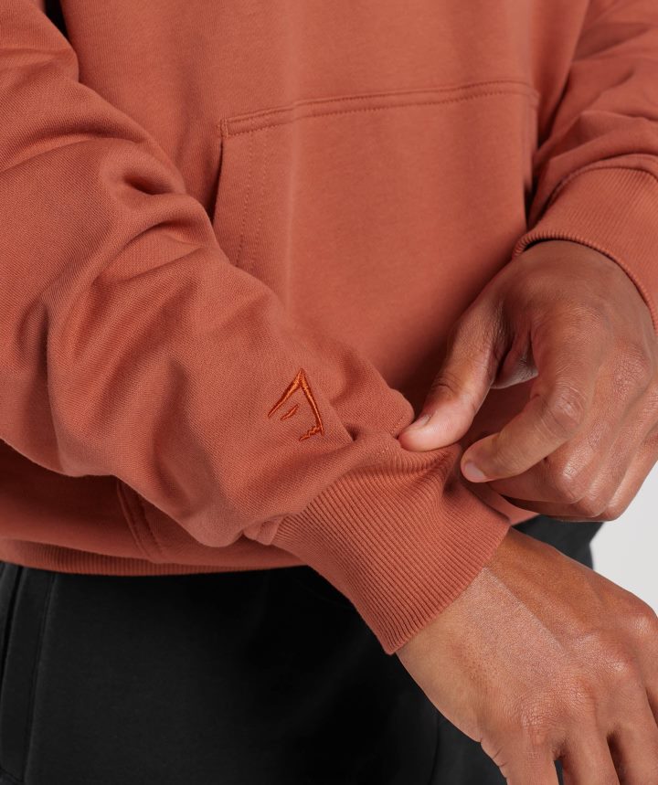 Gymsharksudadera con capucha básica para el día de descanso hombres rojo caqui PFTJ2N797 ropa