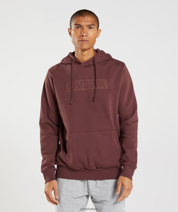 Gymsharksudadera con capucha de bloque hombres marrón cereza PFTJ2N874 ropa
