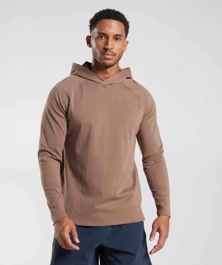 Gymsharksudadera con capucha de estudio hombres alma marrón PFTJ2N846 ropa