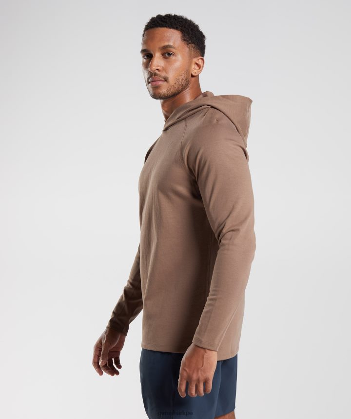 Gymsharksudadera con capucha de estudio hombres alma marrón PFTJ2N846 ropa