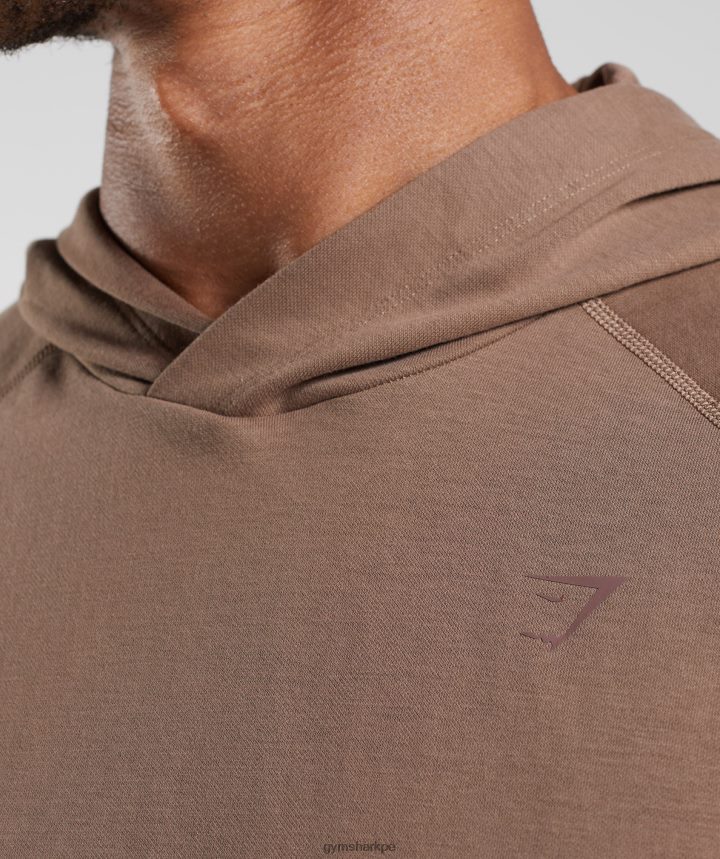 Gymsharksudadera con capucha de estudio hombres alma marrón PFTJ2N846 ropa