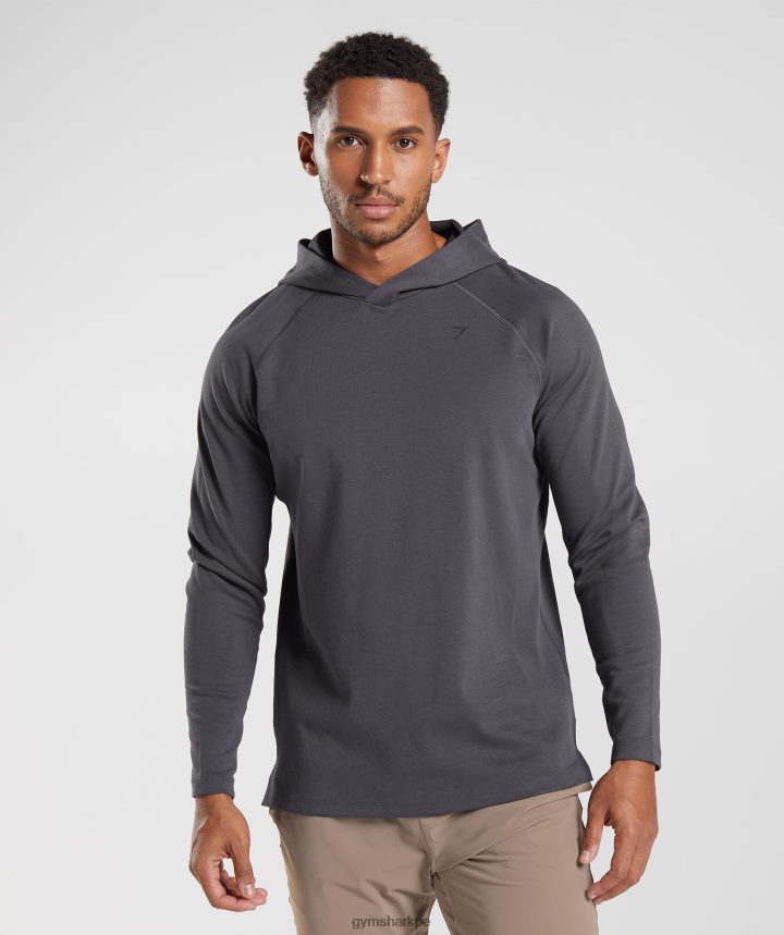 Gymsharksudadera con capucha de estudio hombres gris ónix PFTJ2N867 ropa