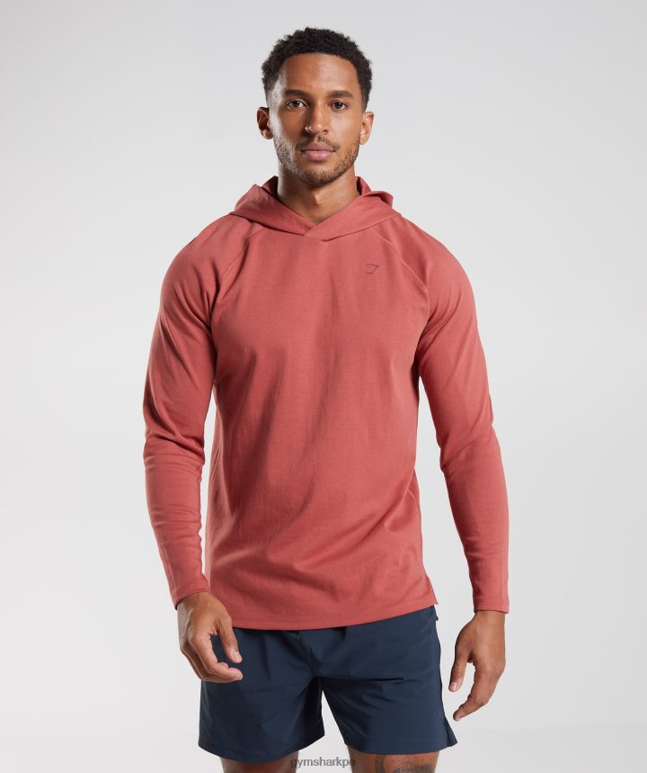 Gymsharksudadera con capucha de estudio hombres rosa marrón PFTJ2N848 ropa