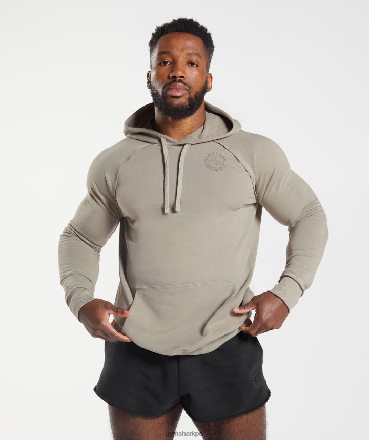 Gymsharksudadera con capucha heredada hombres marrón crudo PFTJ2N854 ropa