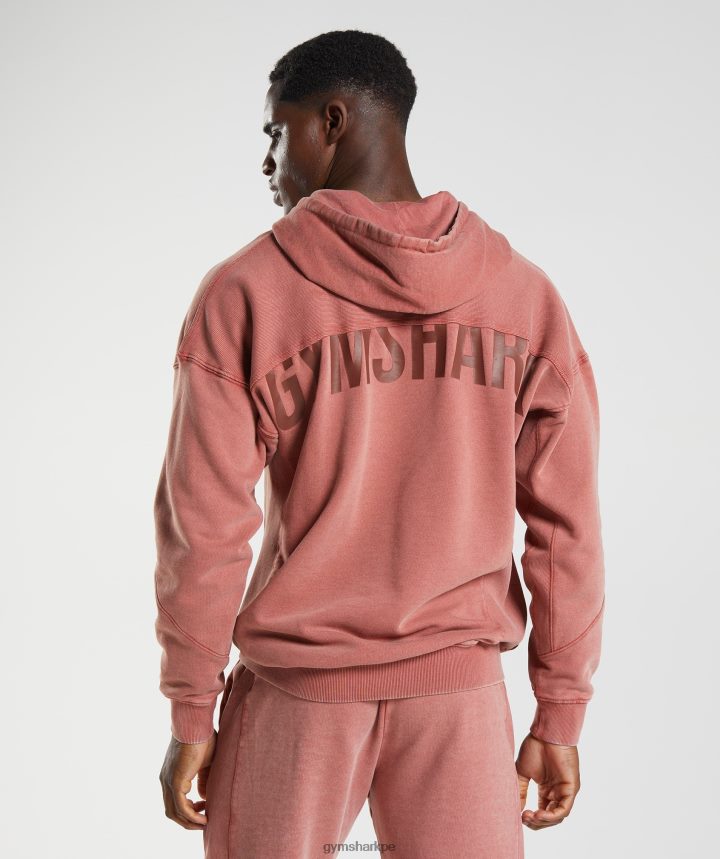Gymsharksudadera con capucha lavada hombres rosa marrón PFTJ2N792 ropa