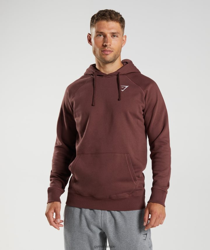 Gymsharksudadera con capucha y escudo hombres marrón cereza PFTJ2N836 ropa