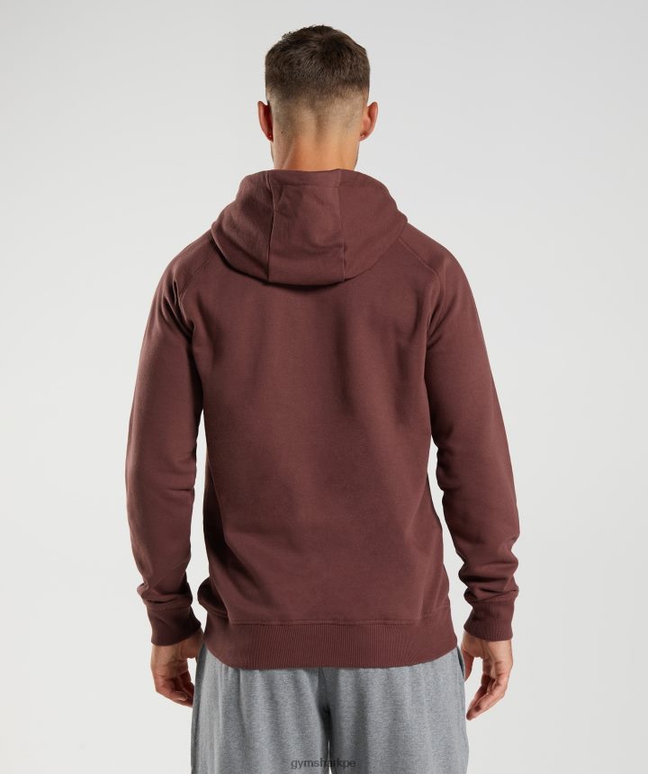 Gymsharksudadera con capucha y escudo hombres marrón cereza PFTJ2N836 ropa